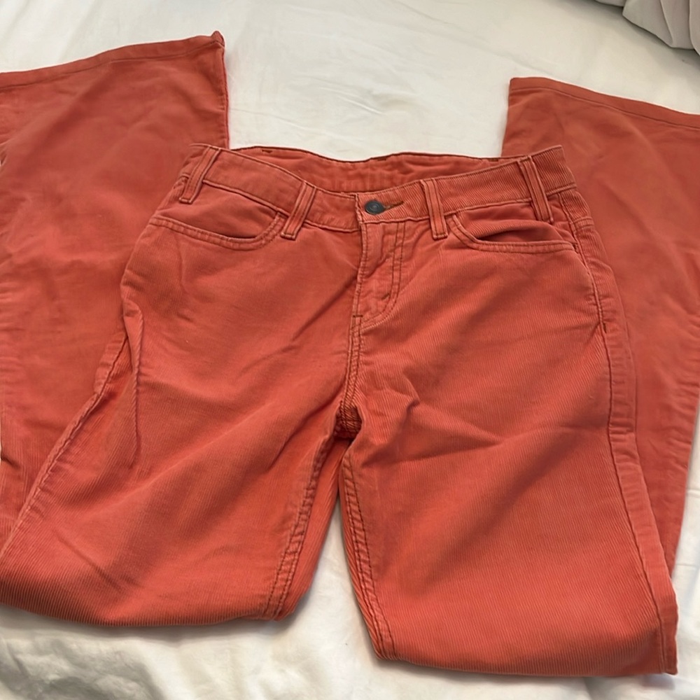 Vintage Levi’s Coral Corduroy low rise flare jeans pants size 26 fits like 24